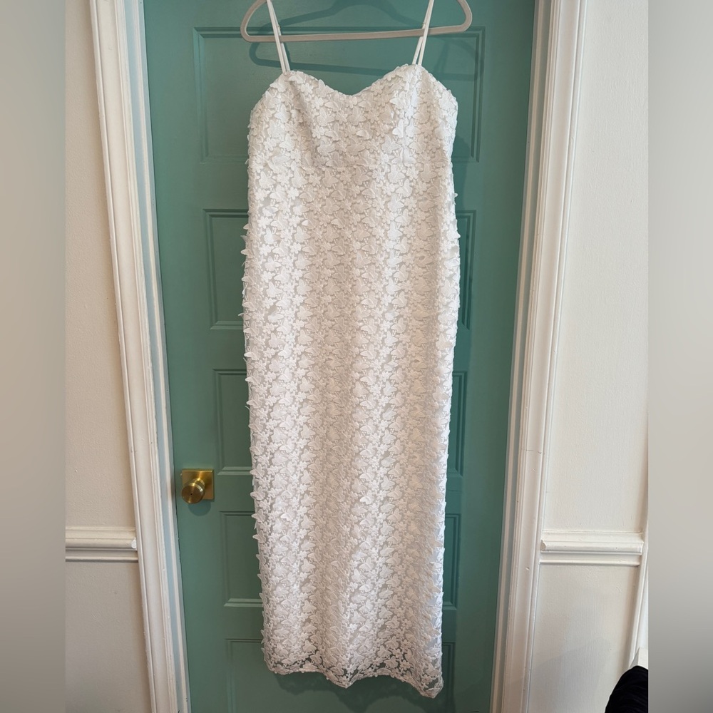 NWT Lilly Pulitzer White Butterfly Gillian Lace Maxi Slip Dress Wedding Party